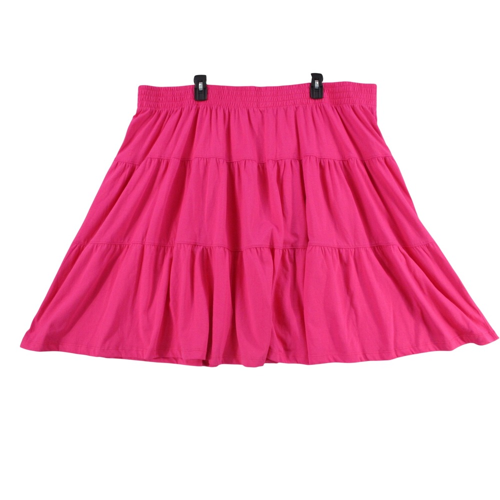 Woman Within Pink Tiered Knit Skirt Plus Size 3X 30/32 Elastic Waist Jersey